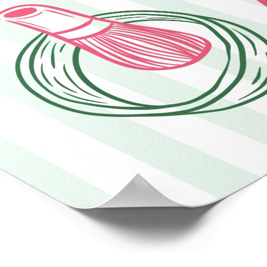 Perfect Matcha Stripes Bridal Shower Welcome Sign ポスター (角)