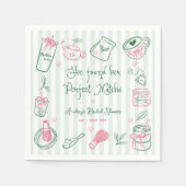 Perfect Matcha Stripes Hand Drawn Bridal Shower スタンダードカクテルナプキン (正面)