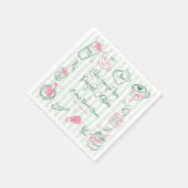 Perfect Matcha Stripes Hand Drawn Bridal Shower スタンダードカクテルナプキン (角)