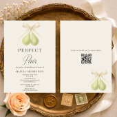 Perfect Pair Bow QR Code Bridal Shower 招待状