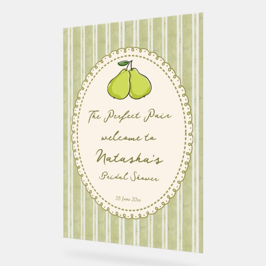 Perfect pair pear bridal shower welcome sign アクリルサイン (傾斜)