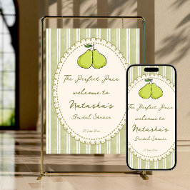 Perfect pair pear bridal shower welcome sign ポスター