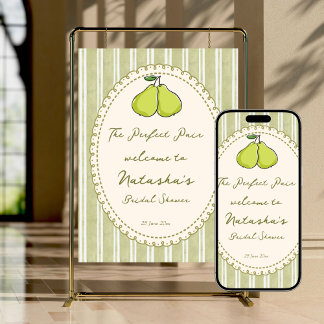 Perfect pair pear bridal shower welcome sign ポスター