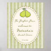 Perfect pair pear bridal shower welcome sign ポスター (正面)