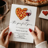 Perfect Pair Pizza Wine Wedding Engagement Party 招待状