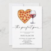 Perfect Pair Pizza Wine Wedding Engagement Party 招待状 (正面)