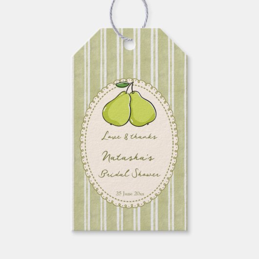 Perfect pair sage green pear bridal shower favor ギフトタグ (正面)