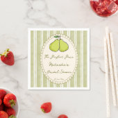 Perfect pair sage green stripe pear bridal shower スタンダードカクテルナプキン (インサイチュ)