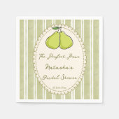 Perfect pair sage green stripe pear bridal shower スタンダードカクテルナプキン (正面)