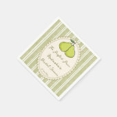 Perfect pair sage green stripe pear bridal shower スタンダードカクテルナプキン (角)