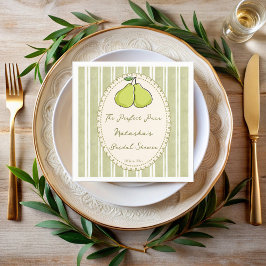 Perfect pair sage green stripe pear bridal shower スタンダードカクテルナプキン