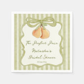 Perfect pair sage green stripe pear bridal shower スタンダードカクテルナプキン (正面)