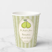 Perfect pair sage green stripe pear bridal shower 紙コップ (裏面)