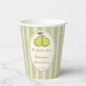 Perfect pair sage green stripe pear bridal shower 紙コップ (正面)