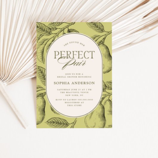 Perfect Pair Vintage Pear Bridal Shower 招待状