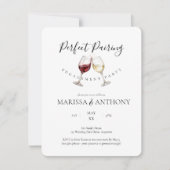 Perfect Pairing Wine Glass Theme Engagement Party ノートカード (正面)