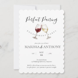 Perfect Pairing Wine Glass Theme Engagement Party 招待状