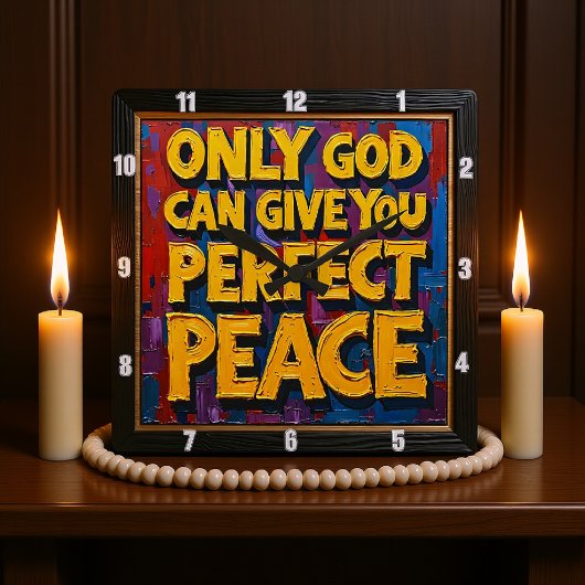 Perfect Peace from God Textured Art スクエア壁時計