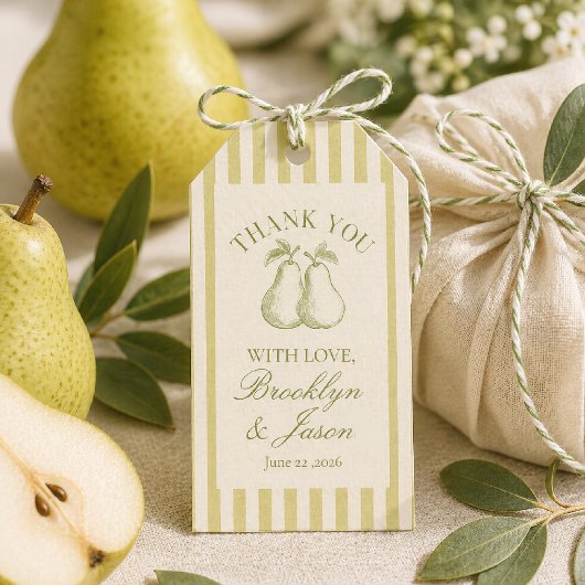 Perfect Pear Bridal Shower Favor Tag ギフトタグ