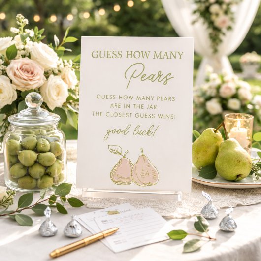 Perfect Pear Bridal Shower Guess How Many Pears 台座サイン