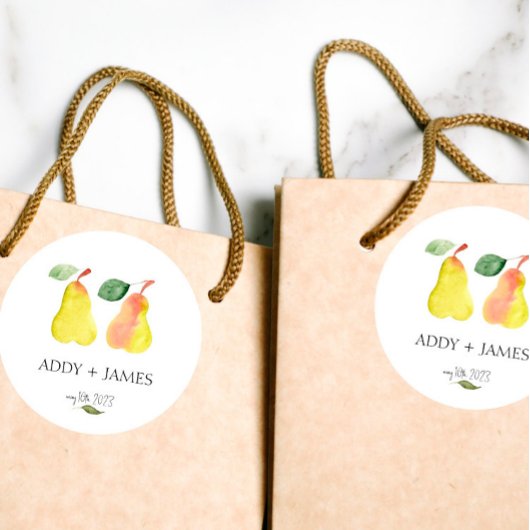 Perfect Pear - Couples Shower Favor Sticker ラウンドシール