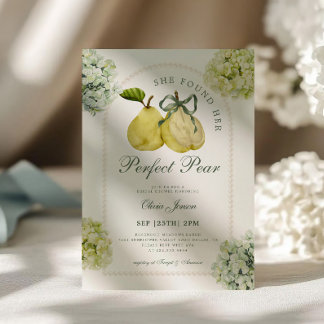 Perfect Pear Pair Green Hydrangea Bridal Shower 招待状