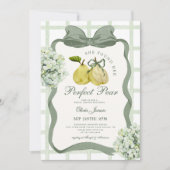 Perfect Pear Pair Sage Green Bridal Shower 招待状 (正面)