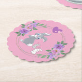 Perfect Pink Easter Bunny with Babies ペーパーコースター (アングル)