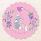 Perfect Pink Easter Bunny with Babies ペーパーコースター (正面)