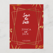 Perfect Red Save the Date 結婚'sはがき ポストカード (正面)