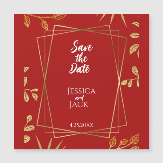 Perfect Red Save the Date Magnet招待状 (正面)