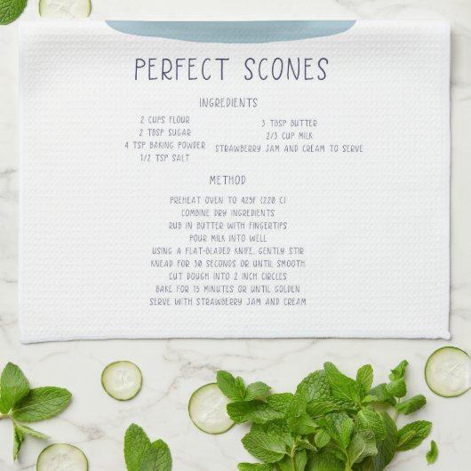 Perfect Scones Tea Towel Recipe Kitchen Wall Art キッチンタオル (折り畳み)