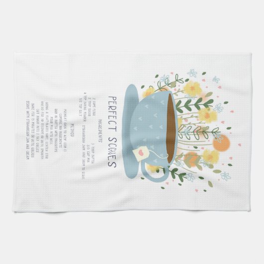 Perfect Scones Tea Towel Recipe Kitchen Wall Art キッチンタオル (横)