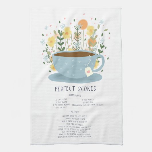 Perfect Scones Tea Towel Recipe Kitchen Wall Art キッチンタオル (縦)