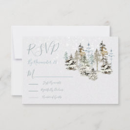 Perfect Snow Forest Wedding RSVPレスポンスカード 出欠カード