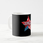 Perfect USA Flag Color Star - LOVE USA コーヒーマグカップ (正面左)