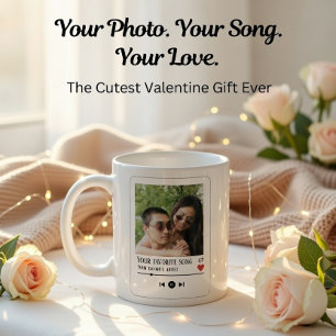 Perfect Valentine Day Gift, カスタムMusic Photo コーヒーマグカップ