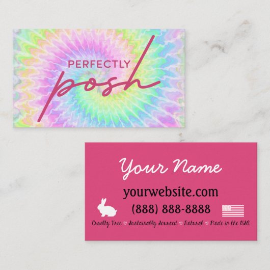 Perfectly Posh tie dye business card design 名刺 (正面/裏面)