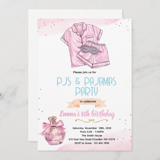Perfume and Pajamas party Invitation 招待状 (正面/裏面)