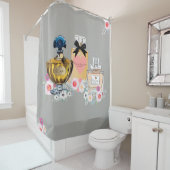 Perfume Art, Floral and Gray シャワーカーテン (インサイチュ)