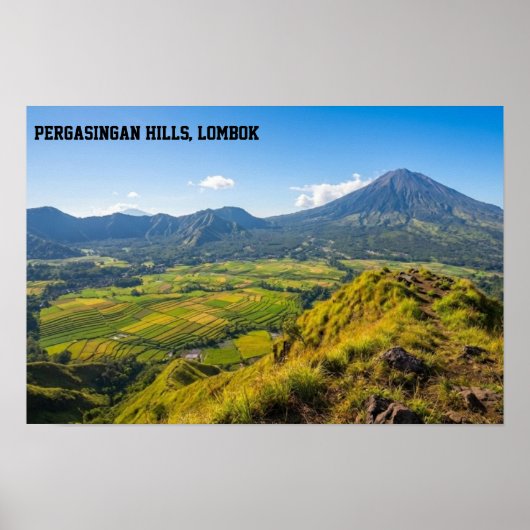 Pergasingan Hill Sunrise Rinjani View Wall Art ポスター (正面)