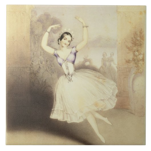 PeriのバレエのCarlotta Grisi (1819-99年) タイル (正面)