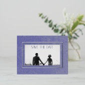 Peri Marbleモダンフォトウェディング日付を保存 箔シーズンポストカード (立ち正面)