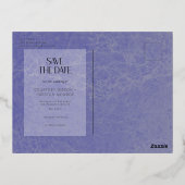 Peri Marbleモダンフォトウェディング日付を保存 箔シーズンポストカード (裏面)