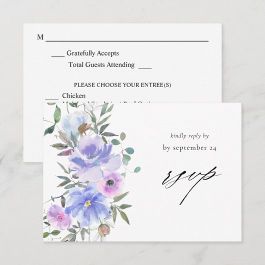 Peri & Purpleと食事RSVPカード 出欠カード (正面/裏面)