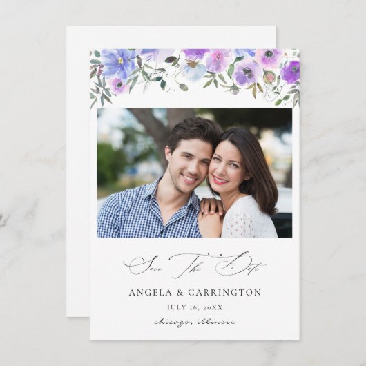 Peri & Purpleフローラ日付写真の保存 セーブザデート (正面/裏面)