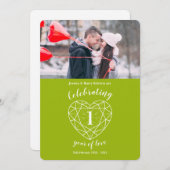 Peridotハート1周年記念1年間の写真招待状 招待状 (正面/裏面)