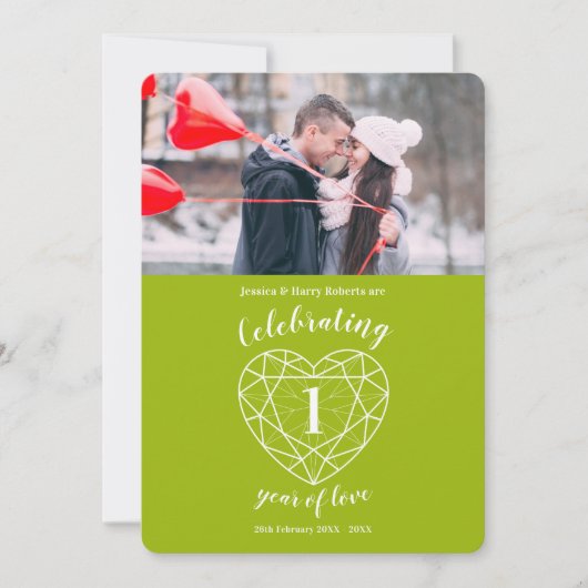 Peridotハート1周年記念1年間の写真招待状 招待状 (正面)