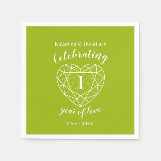 Peridot 1周年記念1年の愛のナプキン スタンダードカクテルナプキン (正面)