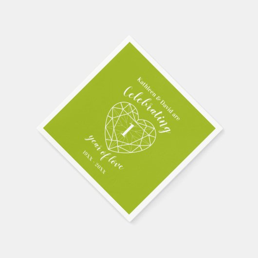 Peridot 1周年記念1年の愛のナプキン スタンダードカクテルナプキン (角)